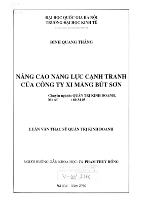 Luận văn thạc sĩ quản trị kinh doanh nâng cao năng lực cạnh tranh của công ty xi măng bút sơn