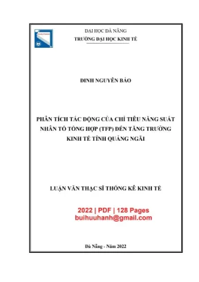 Luận văn thạc sĩ phân tích tác động của chỉ tiêu năng suất nhân tố tổng hợp tfp đến tăng trưởng kinh tế tỉnh quảng ngãi