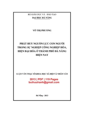 Luận văn thạc sĩ phát huy nguồn lực con người trong sự nghiệp công nghiệp hóa hiện đại hóa ở thành phố đà nẵng hiện nay