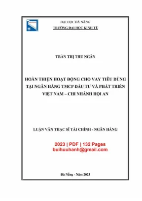 Luận văn thạc sĩ hoàn thiện hoạt động cho vay tiêu dùng tại ngân hàng tmcp đầu tư và phát triển việt nam chi nhánh hội an