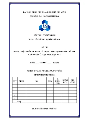 Đề tài hoàn thiện thể chế kinh tế thị trường định hướng xã hội chủ nghĩa ở việt nam hiện nay