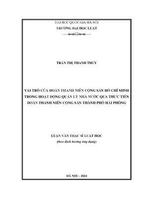 Vai trò của đoàn thanh niên cộng sản hồ chí minh trong hoạt động quản lý nhà nước qua thực tiễn đoàn thanh niên cộng sản thành phố hải phòng