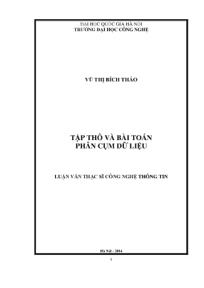 Luận văn thạc sĩ tập thô và bài toán phân cụm dữ liệu
