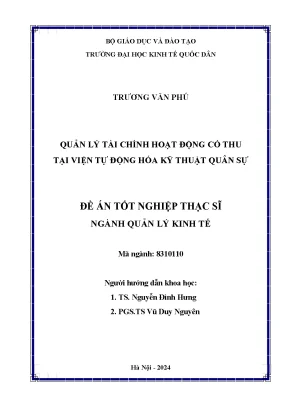 Quản lý tài chính hoạt động có thu tại viện tự động hóa kỹ thuật quân sự