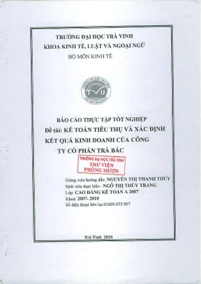 Luận văn thạc sĩ kế toán tiêu thụ và xác định kết quả kinh doanh của công ty cổ phần trà bắc