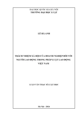 Trách nhiệm xã hội của doanh nghiệp đối với người lao động trong pháp luật lao động việt nam