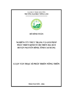 Luận văn thạc sĩ nghiên cứu thực trạng và giải pháp phát triển kinh tế hộ trên địa bàn huyện nguyên bình tỉnh cao bằng