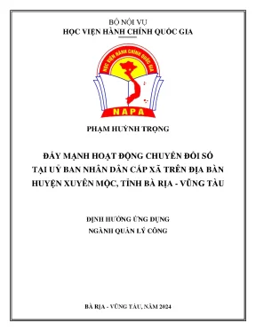 Đẩy mạnh hoạt động chuyển đổi số tại uỷ ban nhân dân cấp xã trên địa bàn huyện xuyên mộc tỉnh bà rịa vũng tàu