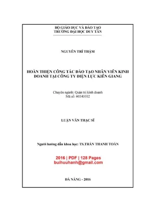 Luận văn thạc sĩ hoàn thiện công tác đào tạo nhân viên kinh doanh tại công ty điện lực kiên giang