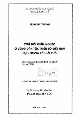 Luận văn thạc sĩ kinh tế chính trị xoá đói giảm nghèo ở vùng dân tộc thiểu số việt nam thực trạng và giải pháp