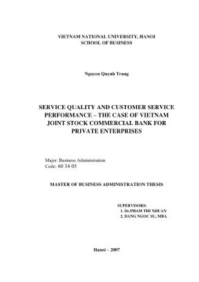Luận văn thạc sĩ quản trị kinh doanh service quality and customer service performance the case of vietnam joint stock commercial bank for private enterprises