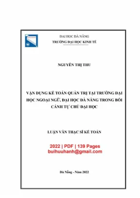 Luận văn thạc sĩ vận dụng kế toán quản trị tại trường đại học ngoại ngữ đại học đà nẵng trong bối cảnh tự chủ đại học