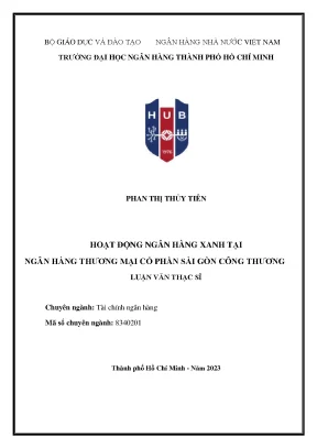 Luận văn thạc sĩ tài chính ngân hàng hoạt động ngân hàng xanh tại ngân hàng thương mại cổ phần sài gòn công thương