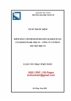 Luận văn thạc sĩ kiểm soát chi phí kinh doanh tại khách sạn citadines pearl hội an công ty cổ phần tri việt hội an