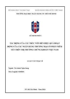 Tác động của cấu trúc vốn đến hiệu quả hoạt động của các ngân hàng thương mại cổ phần niêm yết trên thị trường chứng khoán việt nam 2