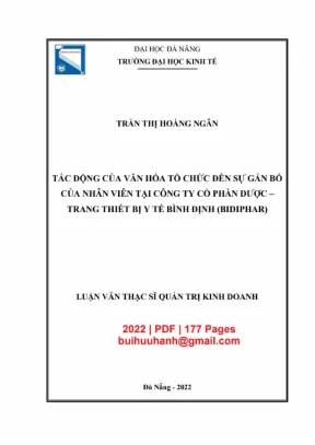 Luận văn thạc sĩ tác động của văn hóa tổ chức đến sự gắn bó của nhân viên tại công ty cổ phần dược trang thiết bị y tế bình định bidiphar