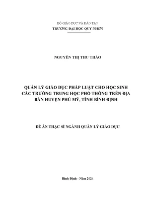 Quản lý giáo dục pháp luật cho học sinh các trường trung học phổ thông trên địa bàn huyện phù mỹ tỉnh bình định