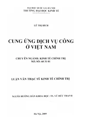 Luận văn thạc sĩ kinh tế chính trị cung ứng dịch vụ công ở việt nam
