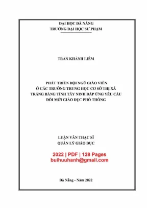 Luận văn thạc sĩ phát triển đội ngũ giáo viên ở các trường trung học cơ sở thị xã trảng bàng tỉnh tây ninh đáp ứng yêu cầu đổi mới giáo dục phổ thông