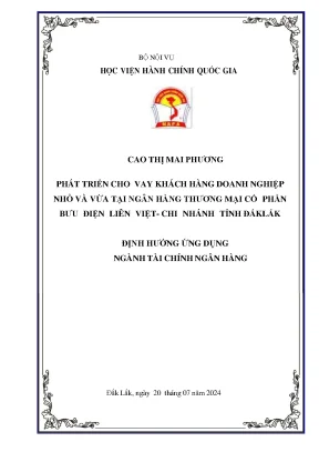 Phát triển cho vay khách hàng doanh nghiệp nhỏ và vừa tại ngân hàng thương mại cổ phần bưu điện liên việt chi nhánh tỉnh đắklắk