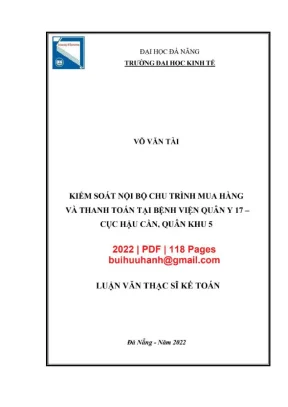 Luận văn thạc sĩ kiểm soát nội bộ chu trình mua hàng và thanh toán tại bệnh viện quân y 17 cục hậu cần quân khu 5