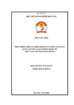 Phát triển cho vay khách hàng cá nhân tại ngân hàng thương mại cổ phần quốc tế việt nam chi nhánh kim đồng