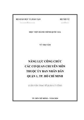 Năng lực công chức các cơ quan chuyên môn thuộc ủy ban nhân dân quận 1 tp hồ chí minh