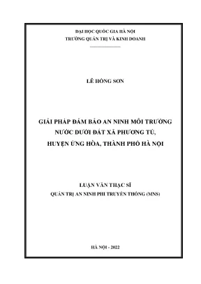 Giải pháp đảm bảo an ninh môi trường nước dưới đất xã phương tú huyện ứng hòa thành phố hà nội