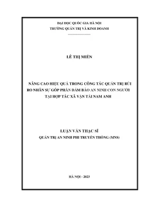 Nâng cao hiệu quả trong công tác quản trị rủi ro nhân sự góp phần đảm bảo an ninh con người tại hợp tác xã vận tải nam anh