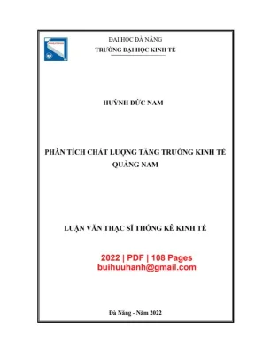 Luận văn thạc sĩ phân tích chất lượng tăng trưởng kinh tế quảng nam