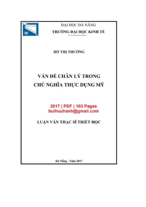 Luận văn thạc sĩ vấn đề chân lý trong chủ nghĩa thực dụng mỹ