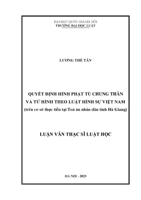 Quyết định hình phạt tù chung thân và tử hình theo luật hình sự việt nam trên cơ sở thực tiễn tại toà án nhân dân tỉnh hà giang