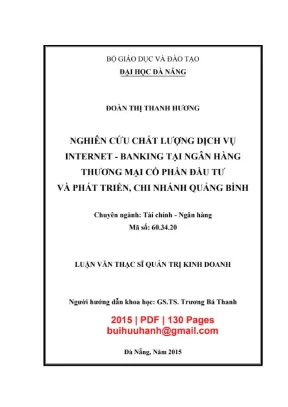 Luận văn thạc sĩ nghiên cứu chất lượng dịch vụ internet banking tại ngân hàng thương mại cổ đầu đầu tư và phát triển chi nhánh quảng bình