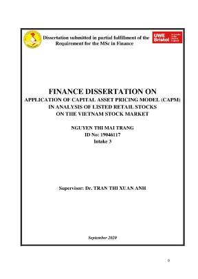 Application of capital asset pricing model capm in analysis of listed retail stocks on the vietnam stock market