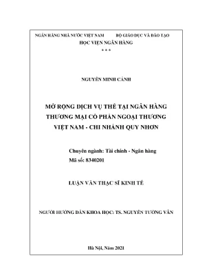 Mở rộng dịch vụ thẻ tại ngân hàng thương mại cổ phần ngoại thương việt nam chi nhánh quy nhơn