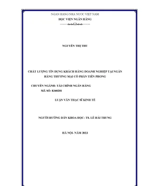 Chất lượng tín dụng khách hàng doanh nghiệp tại ngân hàng thương mại cổ phầntiên phong