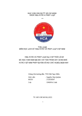 Nhà nước và pháp luật đại việt thời lê sơ bài học kinh nghiệm đối với tiến trình xây dựng nhà nước việt nam pháp quyền xã hội chủ nghĩa hiện nay