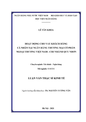 Hoạt động cho vay khách hàng cá nhân tại ngân hàng thương mại cổ phần ngoại thương việt nam chi nhánh quy nhơn