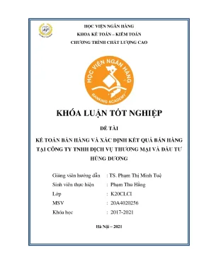 Kế toán bán hàng và xác định kết quả bán hàng tại công ty tnhh dịch vụ thương mại và đầu tư hùng dương