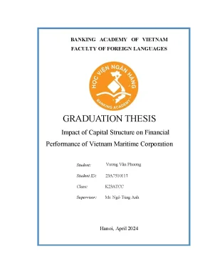 Impact of capital structure on financial performance of vietnam maritime corporation