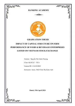 Impacts of capital structure on firm profitability of food beverage enterprises listed on vietnam stock exchange