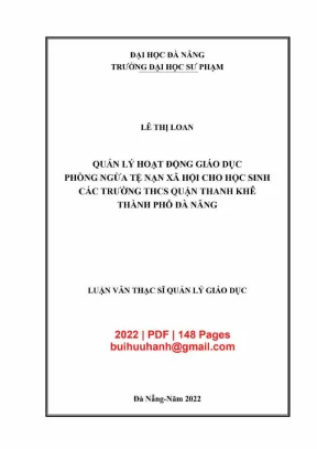 Luận văn thạc sĩ quản lý hoạt động giáo dục phòng ngừa tệ nạn xã hội cho học sinh các trường thcs quận thanh khê thành phố đà nẵng