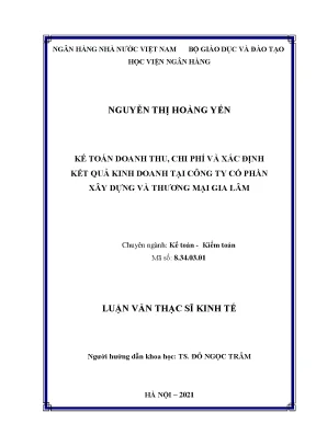 Kế toán doanh thu chi phí và xác định kết quả kinh doanh tại tại công ty cổ phần xây dựng và thương mại gia lâm