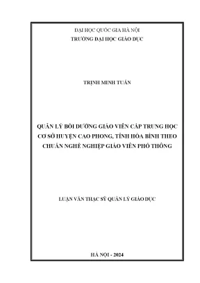 Quản lý bồi dưỡng giáo viên cấp thcs huyện cao phong tỉnh hòa bình theo chuẩn nghề nghiệp giáo viên phổ thông
