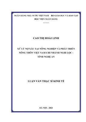 Xử lý nợ xấu tại ngân hàng nông nghiệp và phát triển nông thôn việt nam chi nhánh nghi lộc tỉnh nghệ an