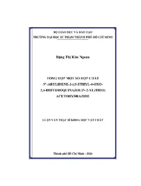 Tổng hợp một số hợp chất n arylidene 2 3 ethyl 4 oxo 3 4 dihydroquinazolin 2 yl thio acetohydrazide