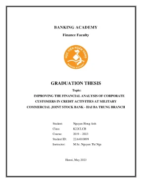 Improving the financial analysis of corporate customers in credit activities at military commercial joint stock bank hai ba trung branch
