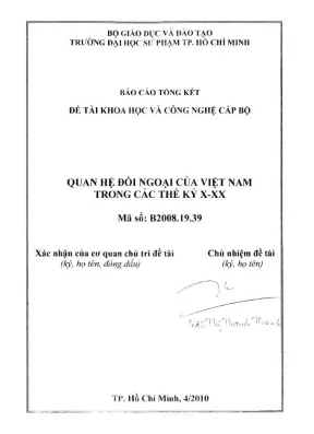 Quan hệ đối ngoại của việt nam trong các thế kỷ x xx