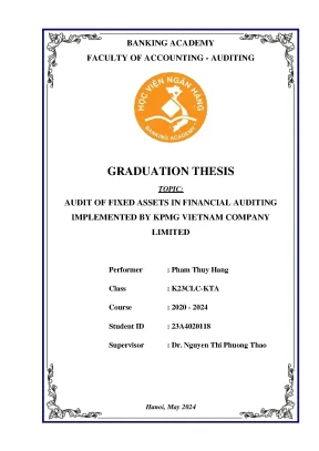 Audit of fixed assets in financial auditing implemented by kpmg vietnam company limited