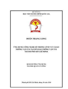 Ứng dụng công nghệ số trong lĩnh vực giao thông vận tải tại sở giao thông vận tải thành phố hồ chí minh